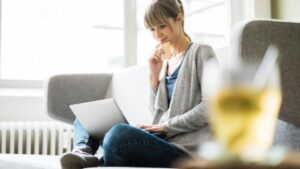 Woman working on her laptop