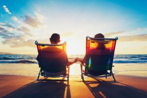 happy couple on a beach